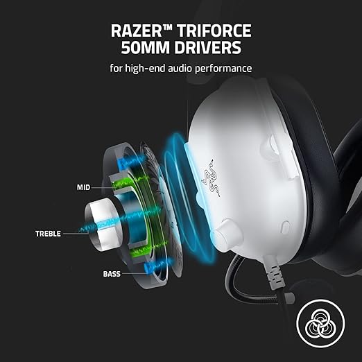 Razer BlackShark V2 X Gaming Headset: 7.1 Surround Sound - 50mm Drivers - Memory Foam Cushion - for PC, Mac, PS4, PS5, Switch - 3.5mm Audio Jack - White