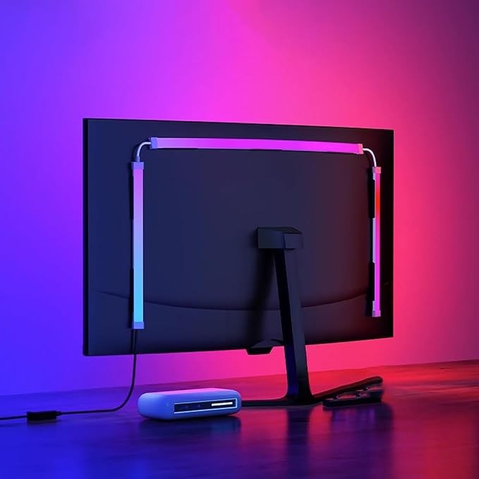 Monitor LED Backlights for PC & Mac, LED Strip Lights That Sync with Screen Color or Music, Computer Light Bar Behind Monitor, LEDs for Desk Gaming, USB Interface, Software Control (34 in)