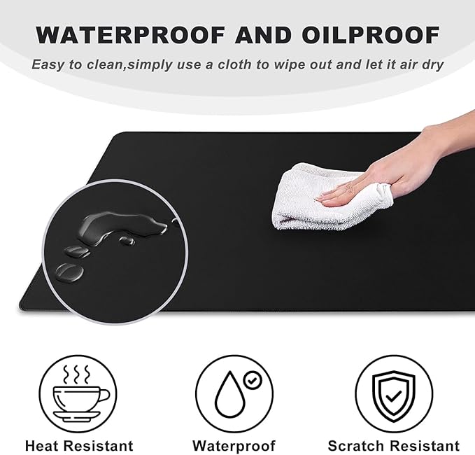 Large Mouse Pad, Desk Mat Large Office Desk Pad Gaming Mouse Pad with Stitched Edges, 35.4" x 15.7" Mousepad with Non-Slip Waterproof Rubber Base for PC Laptop Home Office Accessories, Gray