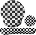 Ergonomic Mouse Pad with Wrist Rest and Keyboard Wrist Rest, Mousepad and Keyboard Pad, Non-Slip Rubber Base, Mouse Pad with Wrist Support for Gaming, Computer, Office, Black Checkered
