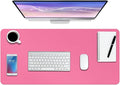 Boutilon Leather Desk Pad Protector,Non-Slip Mouse Pad,Laptop Desk Pad,Office Mouse Mat,Waterproof Leather Desk Blotter,Desk Writing Pad for Office and Home (XXL-Rose Pink,47.2"x 17")