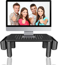 Pholiten Monitor Stand with Storage Drawer | Desk Organizer Riser for Computer Screens, Laptops | Office & Home Workspace Solution, 44lbs Capacity Weight，Black