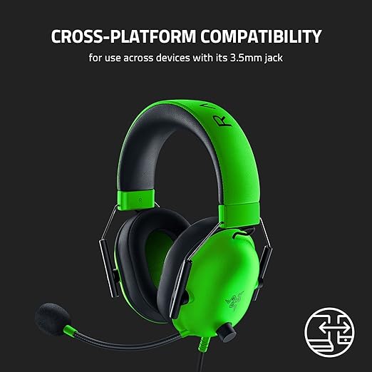 Razer BlackShark V2 X Gaming Headset: 7.1 Surround Sound - 50mm Drivers - Memory Foam Cushion - for PC, PS4, PS5, Switch - 3.5mm Audio Jack - Green