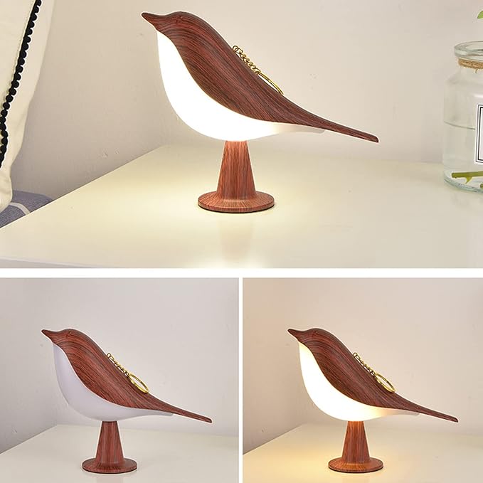 Bedside Touch Control Table Lamp Aroma Lamps Cute Bird Shaped Led Bedside Desk Lamp with USB Charging Port 3 Way Dimmable Creative Night Light Cordless Nightstand Lamp for Bedroom Home(Mahogany)