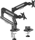 MOUNT PRO Dual Monitor Desk Mount, Pneumatic Monitor Arms for 2 Monitors Max 39 Inches, Adjustable Dual Computer Monitor Stand Each Arm Holds up to 26.5lbs, VESA Mount with C Clamp & Grommet Base