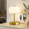 Oneach 9" Touch Control Gold Table Lamp with USB A+C Charging Ports, Dimmable LED Bedside Lamp with 3 Color Temperatures, Small Modern Table Lamps for Bedroom Nightstand Living Room