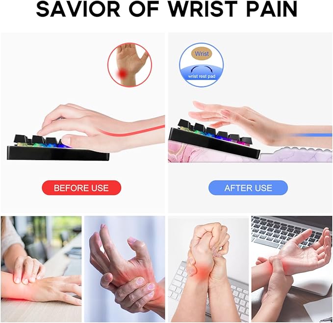 JIKIOU Keyboard Stand with Wrist Rest, Computer Keyboard Stand Pad with Non-Slip Base, Comfy Ergonomic Keyboard Riser Holder for Gaming Office Home 17.13x9.5 in Marble Pink