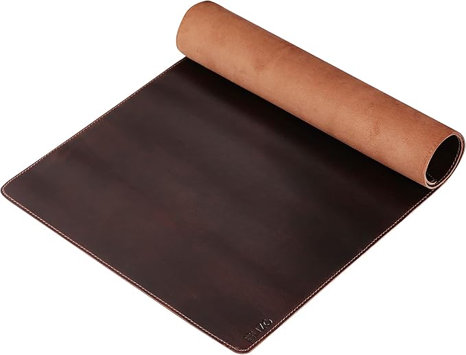 ELIZO Genuine Leather Desk Pad Leather Desk Mat (Bourbon2, 31x15.6 Single Layer2)