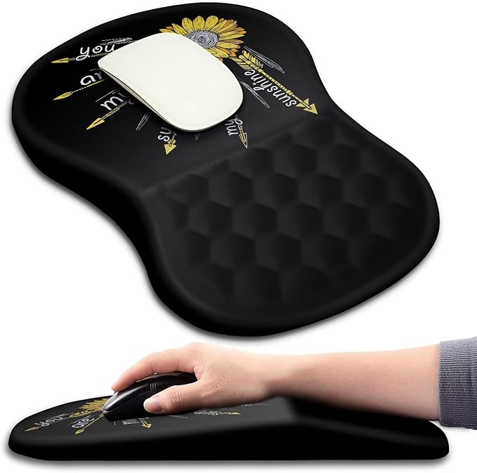Hokafenle Ergonomic Mouse Pad Wrist Support with Massage Design, Wrist Rest Mousepad with Memory Foam&Non-Slip PU Base, Mouse Pads for Wireless Mouse & Desk (12x8 inch,Inspirational)