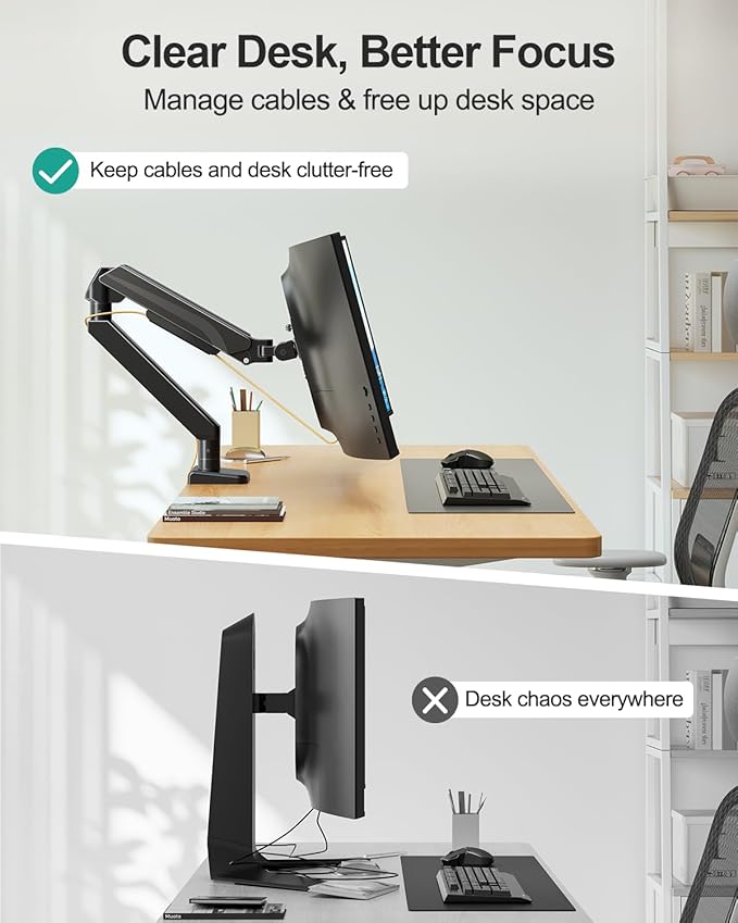 MOUNT PRO Ultrawide Single Monitor Arm for 22"- 42" Screens, Monitor Desk Mount Stand Holds up to 33 lbs, Heavy Duty Fully Adjustable Gas Spring Desk Mount, VESA Mount with Clamp/Grommet Base