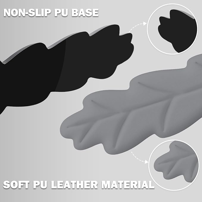 Keyboard Wrist Rest Pad Set, Leaf Shape PU Leather Memory Foam Wrist Cushion Support,Mouse Wrist Rest Pad,Non-Slip Wrist Support for Easy Typing, Grey Leaf