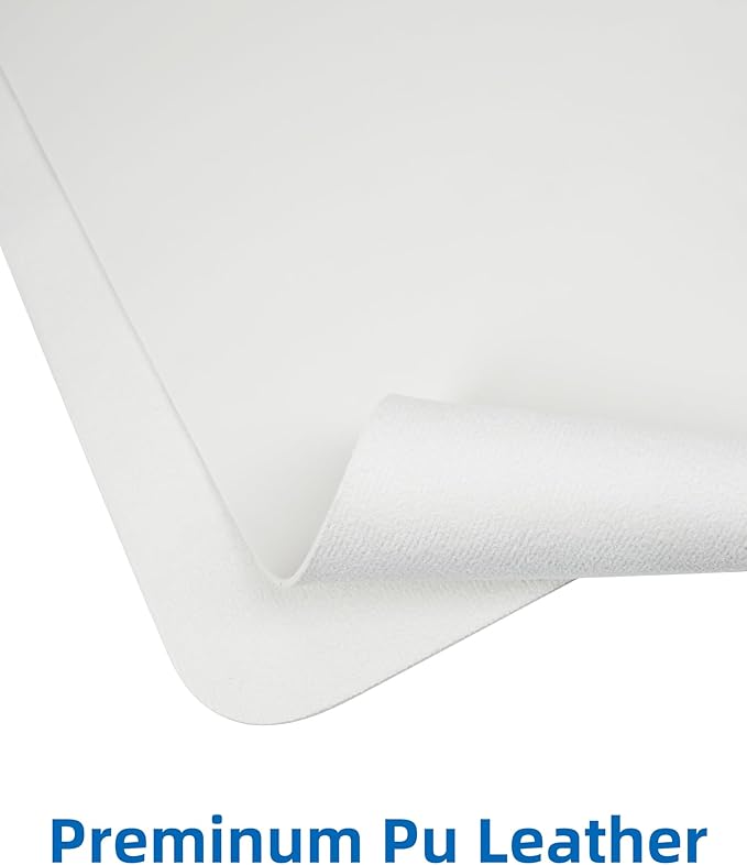AFIING Leather Desk Pad Protector,48"" x 23""Large desk mat,Office Desk Mat, Non-Slip PU Leather Desk Blotter,Mouse pad,Waterproof Keyboard mat for Office/Home/Decor (Ivory white)