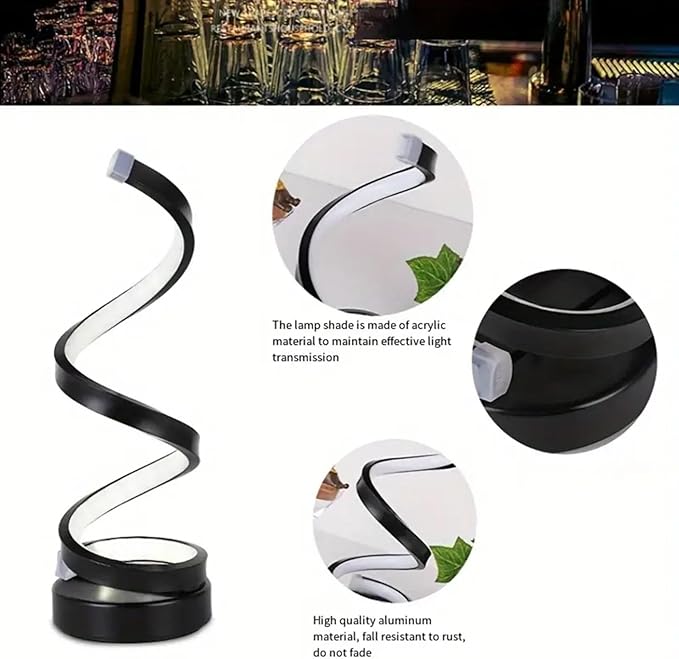 Modern Lamp, 3w Night Lamp For Bedroom, Decor Modern Spiral Bedside Lamp, Nightstand Decor, 3 Colors Touch Control Led Table Lamp, Stepless Dimmable Nightstand Lamps For Bedroom Living Room & Office
