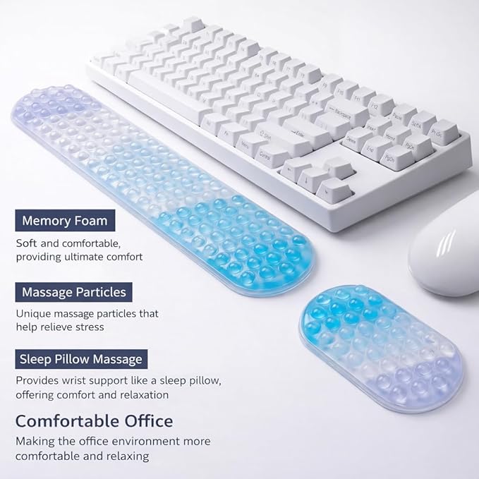 Cute Ergonomic Gel Jelly Wrist Rest for Office & Gaming, Support to Relieve Wrist Fatigue, Non-Slip Gel Pad for All-Day Typing Comfort, Won’t Flatten or Lose Shape After Long-Term Use
