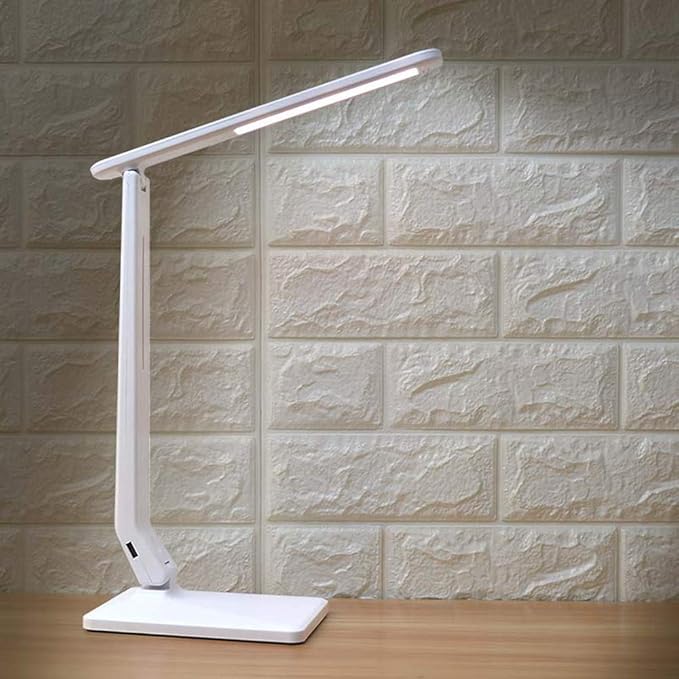 LED Desk Lamp One Key Touch Control Eye-Caring Table Lamps 3 Color Modes Non-Polar Dimmable Foldable for Study Office Bedroom Gift (White)