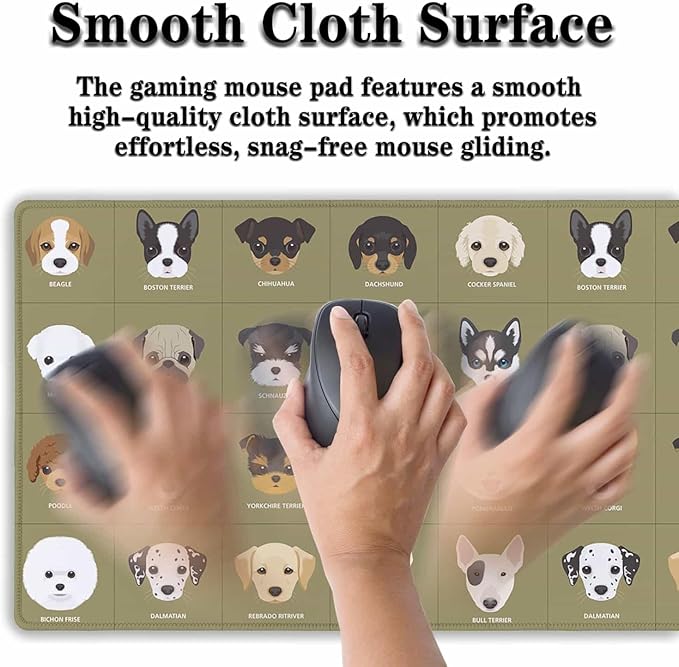 Gaming Mat Cartoon Puppy Dogs Cute Desk Mat, Large Desk Pads Keyboard Mouse Pad, Computer Desk Mat Non-Slip Rubber Base Waterproof with Stitched Edges, 35.4" X 15.7" for Work/Game/Office/Home
