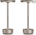 2 Pack Rechargeable Cordless Table Lamps, 5000mAh Portable LED Table Light, 3 Color Stepless Dimming Battery Powered Metal Table Lamp for Outdoor/Home/Restaurant.(Champagne Gold)