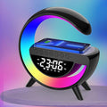 Smart Wireless Charging Table Lamp, Multifunctional Bluetooth Speaker & Alarm Clock - LED Bedside Desk Lamp Night Light for Heavy Sleepers, Superfine Bedroom Home Decoration (Black)