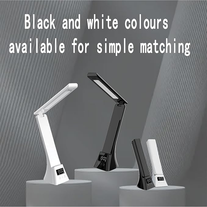 All-in-One Wireless Charging Desk Lamp with Digital Clock & Alarm, 15W Fast Phone Charger, 3 Color Lighting Modes, 180° Foldable, Touch Control for Bedroom, Office,TYV-2088 Black.