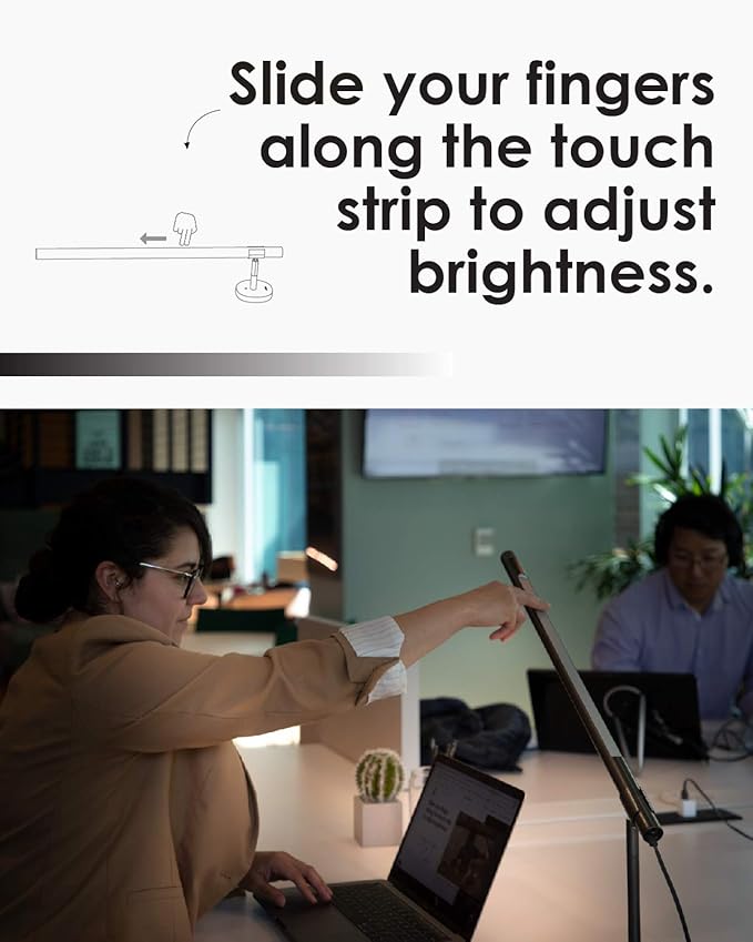 Allocacoc LED Desk Lamp, LightStrip, 360 Degree, Touch Control, Slide, Swipe to Adjust Brightness, Light Saber, Modular, Link to Extend, USB-C, Modern, Fun, Home, Office, Bedroom (Warm)