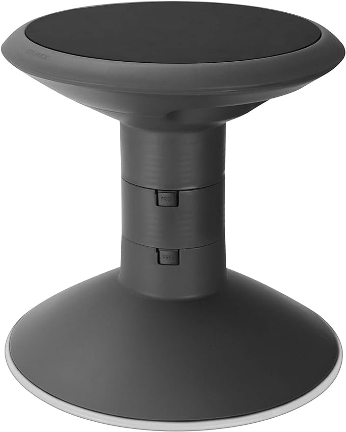 Storex Wiggle Stool – Active Flexible Seating for Classroom and Home Study, Adjustable 12-18 Inch Height, Black (00300U01C)
