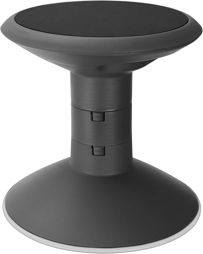 Storex Active Tilt Stool – Ergonomic Seating for Flexible Office Space and Standing Desks, Adjustable 12-24 Inch Height, Black (00320A01C)