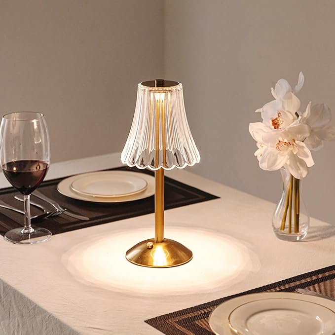 Cordless Table Lamps for Home,Table,Dining Room, Gold Rechargeable Lamps, USB Charge 12'' Tall LED Brass Portable Outdoor Indoor Table Lamp with Built-in Dimmer (Champagne Gold)