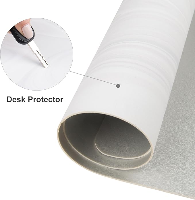 Colorful Star White Marble Large Mouse Pad, Waterproof Office Desk Mat, Non-Slip Computer Gaming Mouse Pad, XXL PC Laptop Protector Pads, PU Leather Desk Writing Pads for Office Home, 31.5" x 15.7"