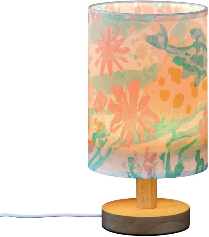 Sea LED Table Lamp, Bedside Lamp with Linen Lampshade, Flicker-Free Eye Care USB Plug in Nightstand Lamp, for Bedroom and Office