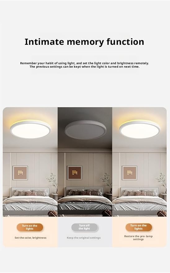 Ultra-Thin LED Ceiling Light for Bedroom, Wood Grain Finish, Flush Mount, Asian-Inspired Design, Flicker-Free & Dimmable, Eye Care Lighting(Log Color,15.74 * 15.74 * 1.77inch)