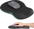 Ergonomic Wrist Rest with Mouse Pad, Mouse Pad with Comfortable Memory Foam Wrist Rest, Massage Design, Non-Slip Rubber Base, Made Easy Typing & Relieve Wrist Pain, Black