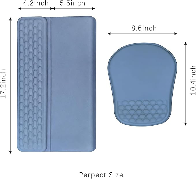 Keyboard Wrist Rest -Ergonomic Mouse Pad- with Carpal Tunnel Massage Bumps and Full Memory Gel Design - Ideal Frequent Computer (Grey)