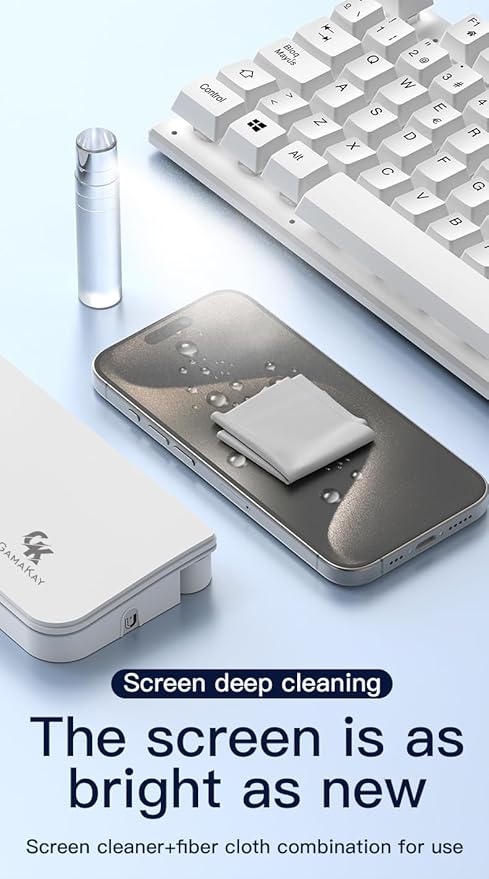 GK GAMAKAY 16.81'' Keyboard Wrist Rest Pad with Cleaning Tool Kit, ABS & Leather Hand Wrist Rest for 100% Mechanical Keyboard, Non-Slip Palm Pad for Comfortable Typing and Playing (White-100%)