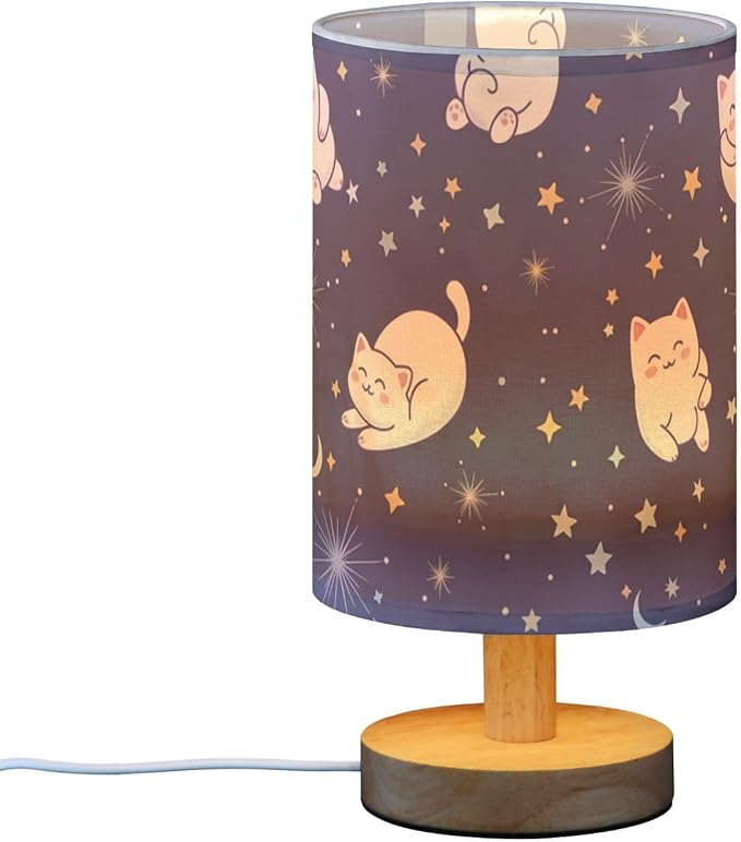 Navy Bunny LED Table Lamp, Bedside Lamp with Linen Lampshade, Flicker-Free Eye Care USB Plug in Nightstand Lamp, for Bedroom and Office
