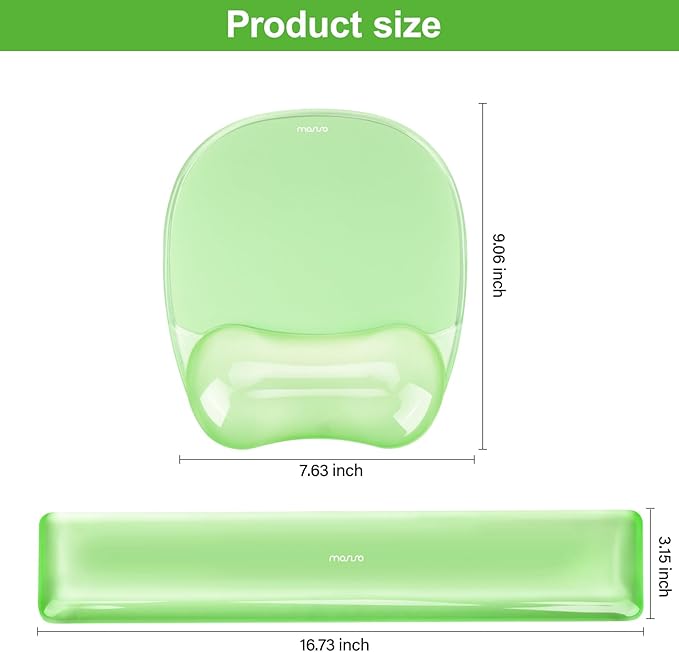 MOSISO Gel Wrist Rest Support for Mouse Pad&Keyboard Set, Irregular Oval Ergonomic Mousepad Keyboard Pad Non-Slip Base Home/Office Cooling Gel Easy Typing Pad for Computer Laptop, Green