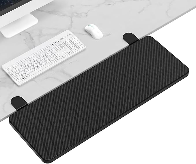 OUGIC Ergonomic Desk Extension Tray, 75x24cm, Clamp Without Punch, Keyboard Drawer Tray, Computer Armrest Table Stand