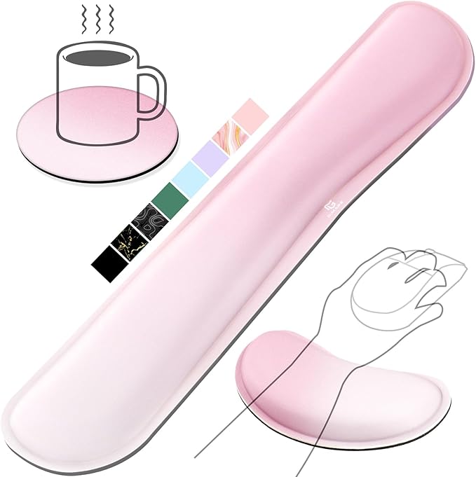 Gimars Upgrade Enlarge Silky Gel Memory Foam Keyboard Wrist Rest, Wrist Rest for Computer Keyboard, Ergonomic Mouse pad Rests for Typing, Wrist Support for Office, Gaming, Pink Gradient
