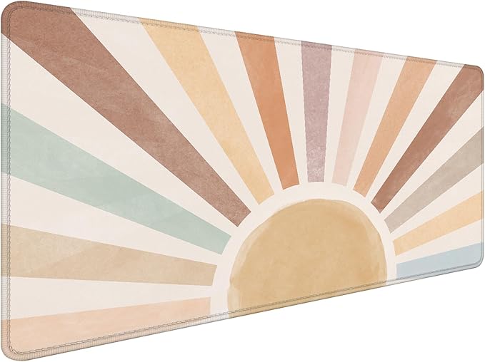 Boho Sun Large Mouse Pad 31.5x15.7inch, Sunshine Rainbow Large Extended Computer Desk Mat Mousepad for Keyboard and Mouse, Boho Desk Accessories