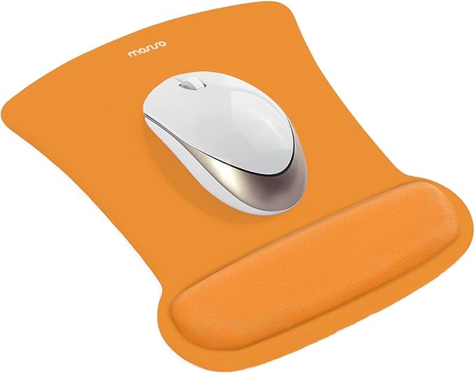 MOSISO Wrist Rest Support for Mouse Pad & Keyboard Set, Ergonomic Mousepad Non-Slip Base Home/Office Easy Typing Cushion with Neoprene Cloth & Raised Memory Foam, Orange