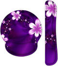 Ergonomic Keyboard Mouse Pad Wrist Rest Support Set for Laptop/Computer/Desktop,Memory Foam Hand Rest Wrist Cushion for Gaming/Office,Lightweight Comfortable (Purple, Flower)