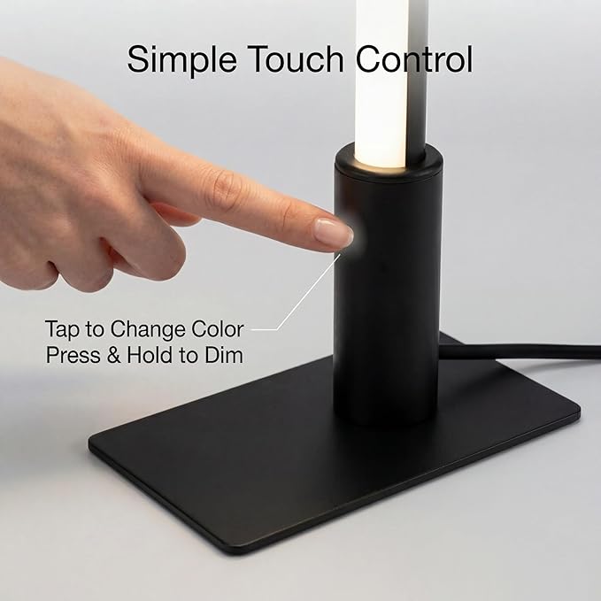 LED Desk Lamp,Touch Control Bedside Lamp with 3 Color Temperatures and Stepless Dimming,6W Modern Slim Table Lamp for Bedroom Nightstand,Living Room or Office,Black