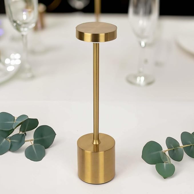 Balsa Circle Gold Metal Rechargeable Cordless Table Lamp with Touch Control Wedding Reception Party Home Events Centerpieces Decorations