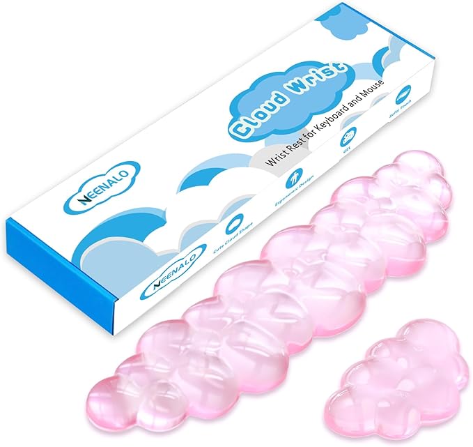 Gel Cloud Wrist Rest Keyboard, Cute Wrist Rest for Computer Keyboard, Ergonomic Keyboard Wrist Rest and Soft Mouse Wrist Rest for Typing, Suitable for Office, Home, Computer, Gaming, Pink