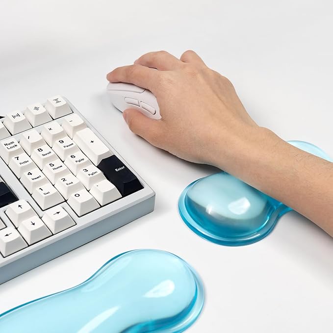 Clear Gel Mouse Wrist Rest, Blue Cute Wrist Rest, Comfort & Support for Typing and Gaming (Blue-Short)