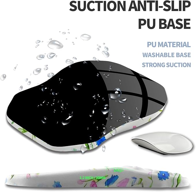 Ergonomic Raised Mouse Pad Wrist Support with Bilateral Slope Memory Foam Mousepad for Wrist Rest and Carpal Tunnel 11.8x7.9〃 Little Flower