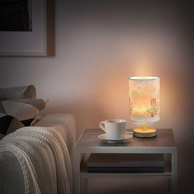 Bear LED Table Lamp, Bedside Lamp with Linen Lampshade, Flicker-Free Eye Care USB Plug in Nightstand Lamp, for Bedroom and Office