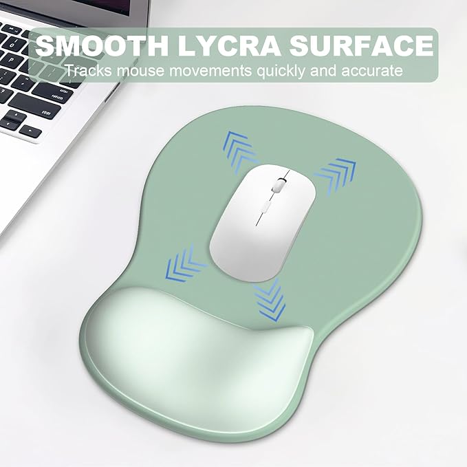 Ergonomic Mouse Pad with Wrist Rest and Keyboard Wrist Rest, Gel Mousepad and Wrist Rest for Computer Keyboard, Ergonomic Wrist Support, Non-Slip PU Base, Mouse Pad with Wrist Support for Gaming, Office, Green
