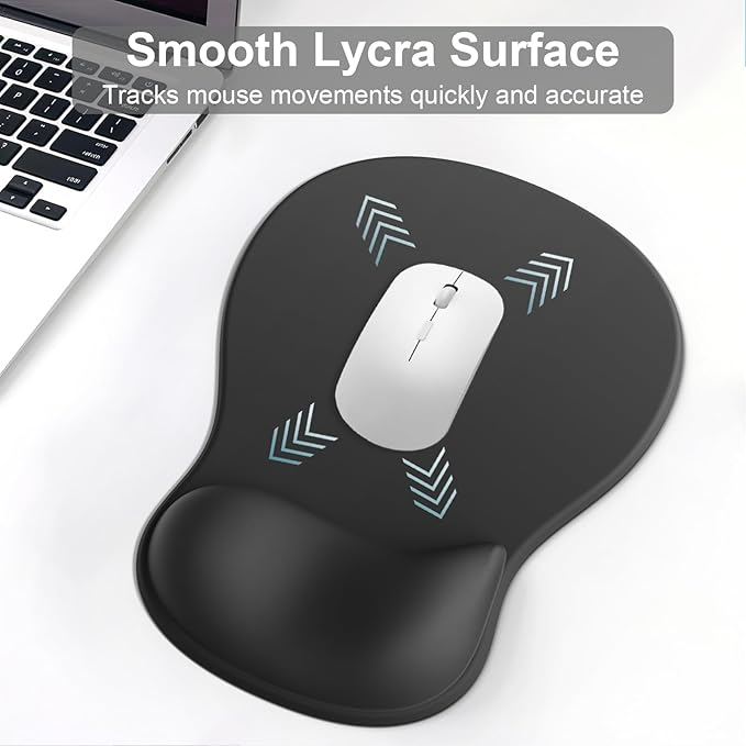 Ergonomic Mouse Pad with Wrist Rest and Keyboard Wrist Rest, Black Mousepad and Wrist Rest for Computer Keyboard, Non-Slip PU Base, Gel Mouse Pad with Wrist Support for Gaming, Office