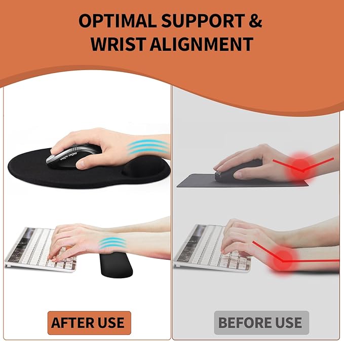 eulps Mouse Pad Wrist Support, Ergonomic Memory Foam Keyboard Wrist Pad & Gel Wrist Rest Set for Computer Keyboard for Easy Typing for Office & Home (Oceanic Sunset Set)