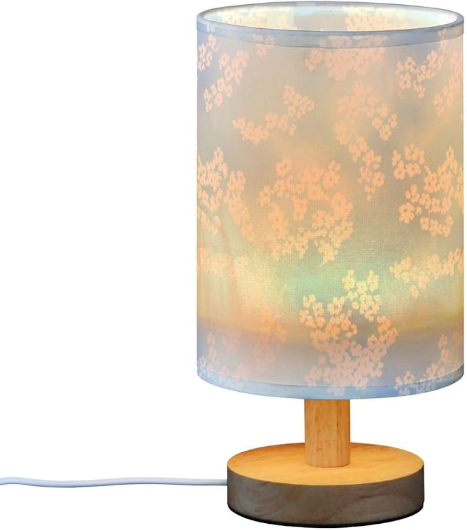 Blue Snowflake LED Table Lamp, Bedside Lamp with Linen Lampshade, Flicker-Free Eye Care USB Plug in Nightstand Lamp, for Bedroom and Office